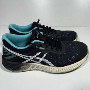 Asics fuzeX Lyte Running Shoes Sneakers Black Teal 7 38 W Athletic Workout Gym